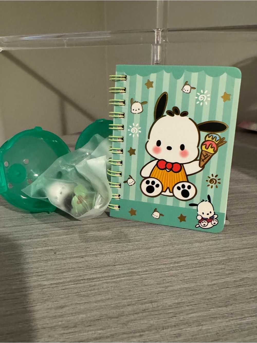 Pochacco Notebook and Gachapon Figure